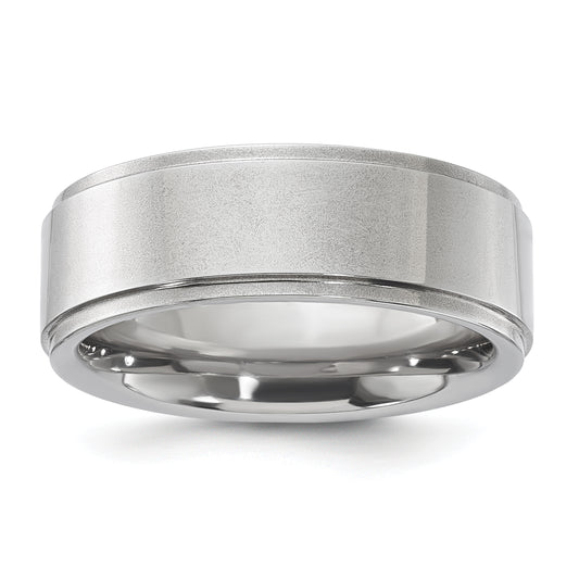 Vitalium Polished Ridged Edge Flat 8mm Band (Size 10 Only)