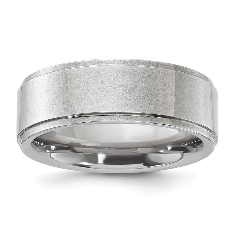 Vitalium Polished Ridged Edge Flat 8mm Band (Size 10 Only)