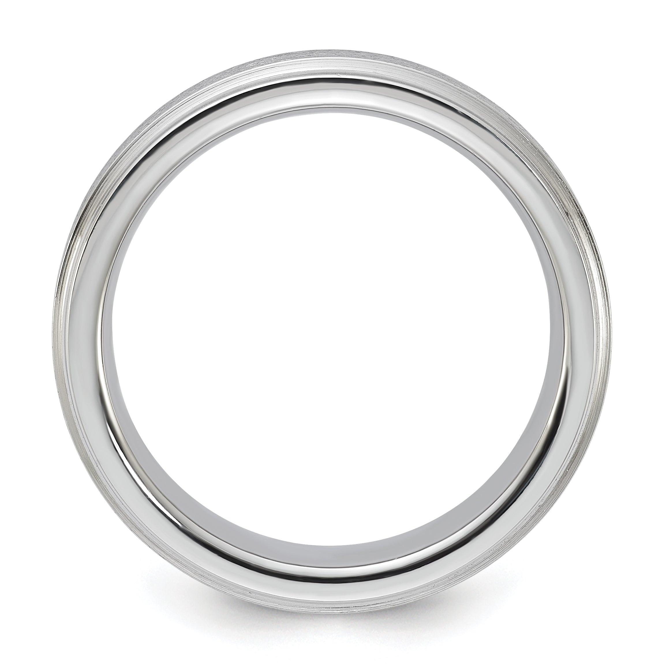 Vitalium Grain Finish Center Ridged Edge Flat 6mm Band (Size 10 Only)