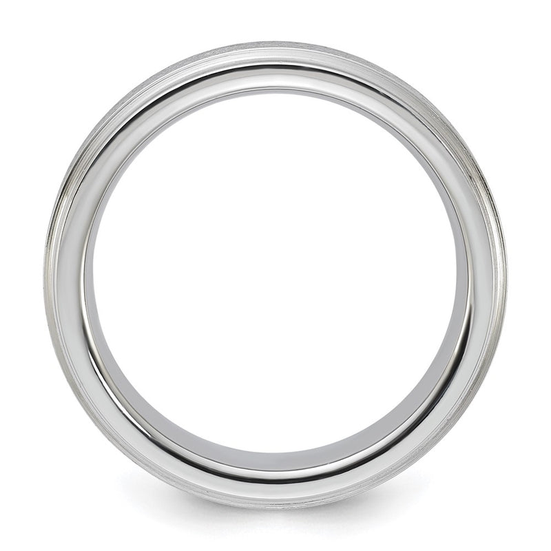 Vitalium Grain Finish Center Ridged Edge Flat 6mm Band (Size 10 Only)
