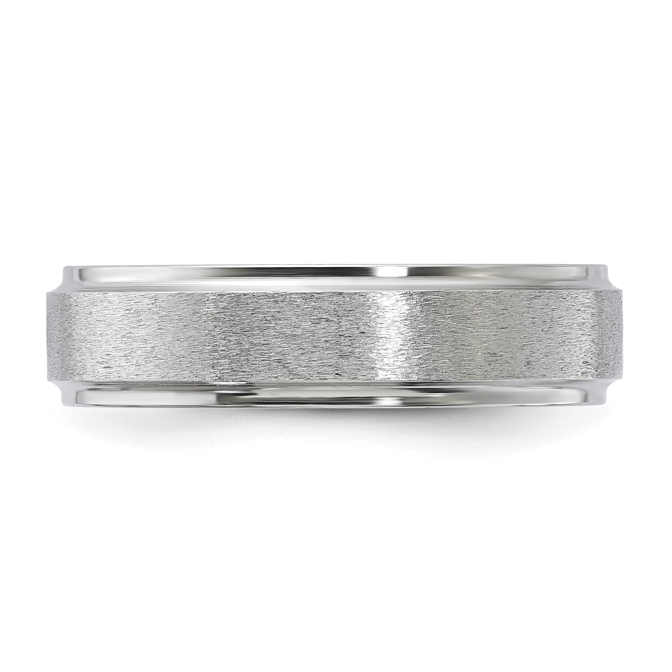 Vitalium Grain Finish Center Ridged Edge Flat 6mm Band (Size 10 Only)