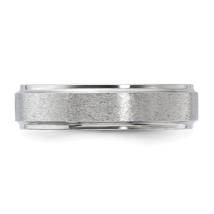 Vitalium Grain Finish Center Ridged Edge Flat 6mm Band (Size 10 Only)