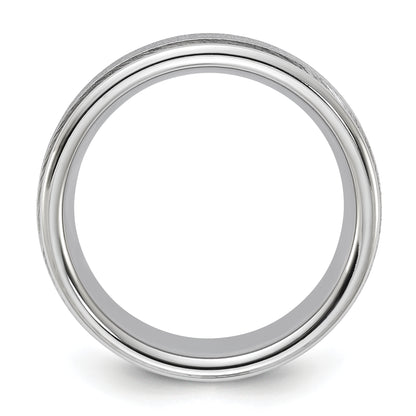 Vitalium Cross Grain Finish Center Rounded Edge 8mm Flat Band (Size 10 Only)