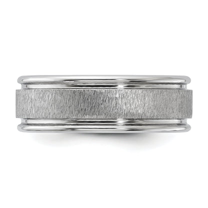 Vitalium Cross Grain Finish Center Rounded Edge 8mm Flat Band (Size 10 Only)