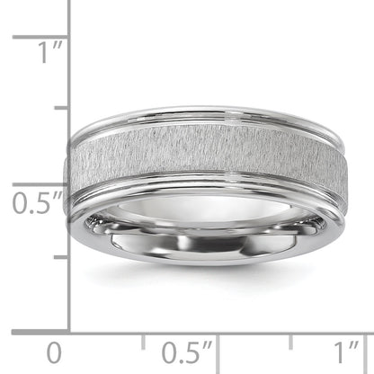 Vitalium Cross Grain Finish Center Rounded Edge 8mm Flat Band (Size 10 Only)