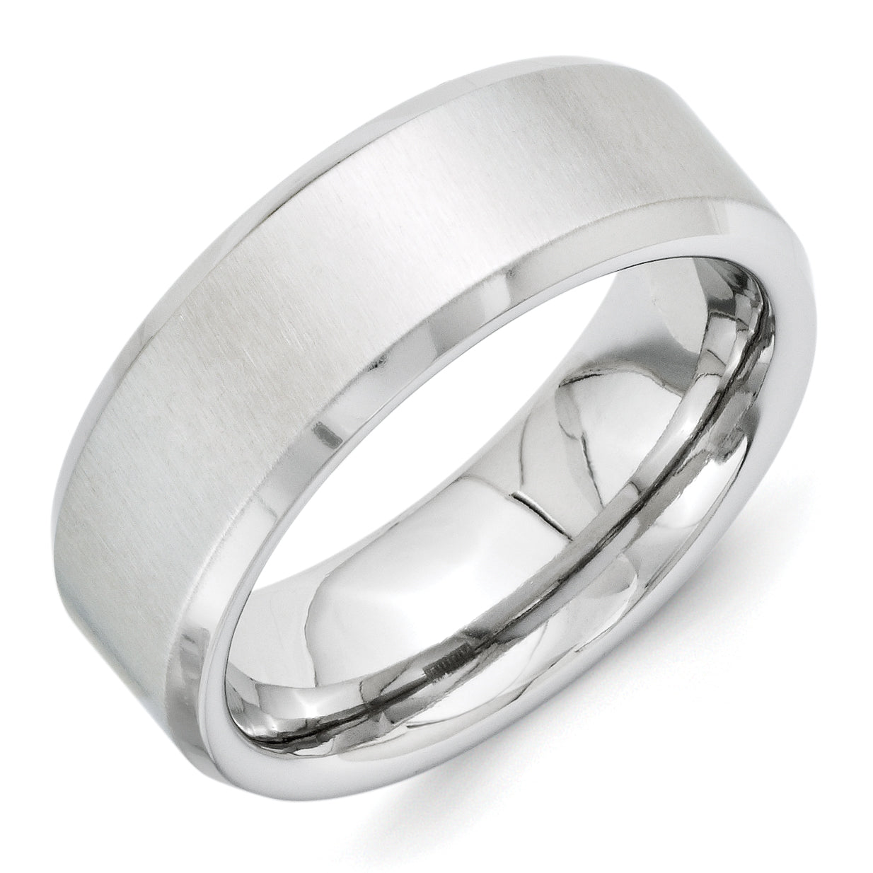 Vitalium Cross Satin Center 8mm Beveled Edge Band (Size 10 Only)