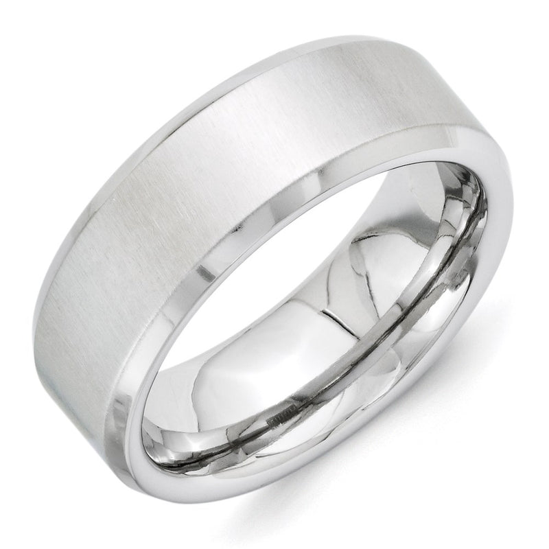 Vitalium Cross Satin Center 8mm Beveled Edge Band (Size 10 Only)