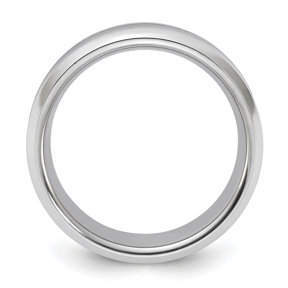 Vitalium Black Polished Carbon Fiber Inlay Beveled Edge 8mm Band (Size 10 Only)