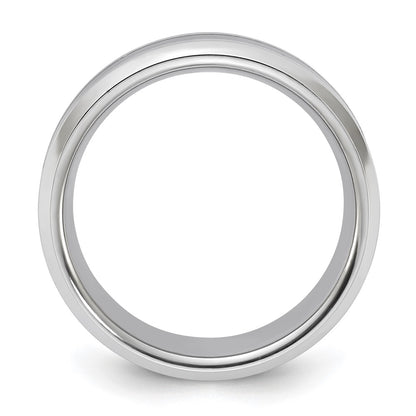 Vitalium Black Polished Carbon Fiber Inlay Beveled Edge 8mm Band (Size 10 Only)