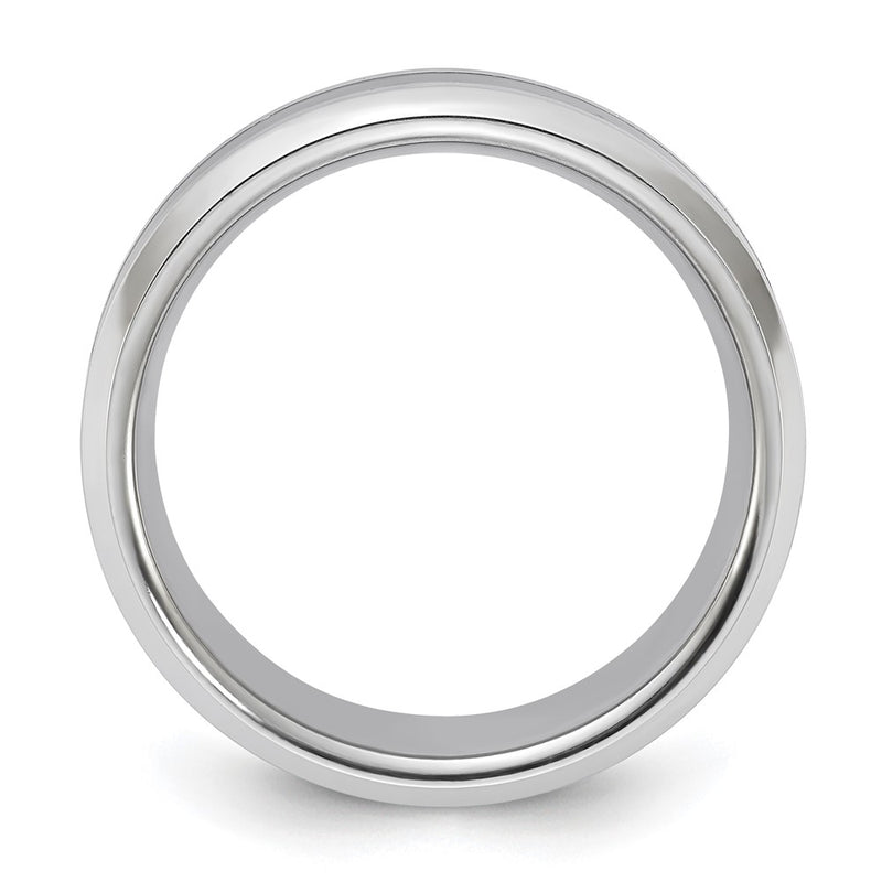 Vitalium Black Polished Carbon Fiber Inlay Beveled Edge 8mm Band (Size 10 Only)
