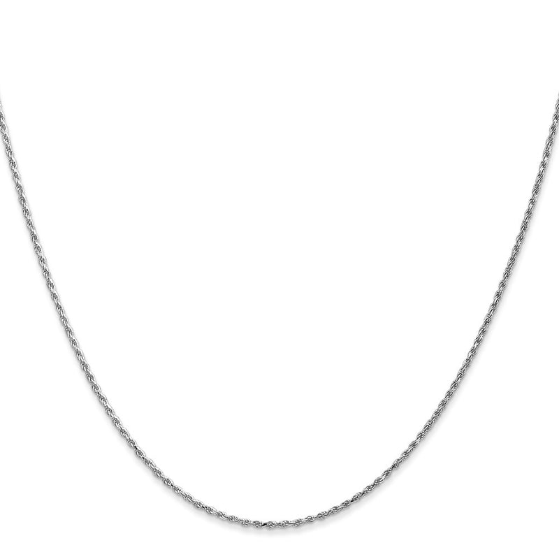14K White Gold 14 Inch 1.15mm Diamond-Cut Machine Made Rope With Lobster Clasp Chain Necklace