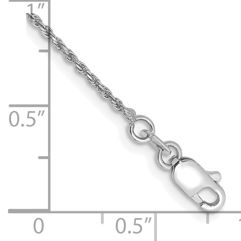 14k White Gold 7 inch 1.15mm Diamond-cut Machine Made Rope with Lobster Clasp Chain