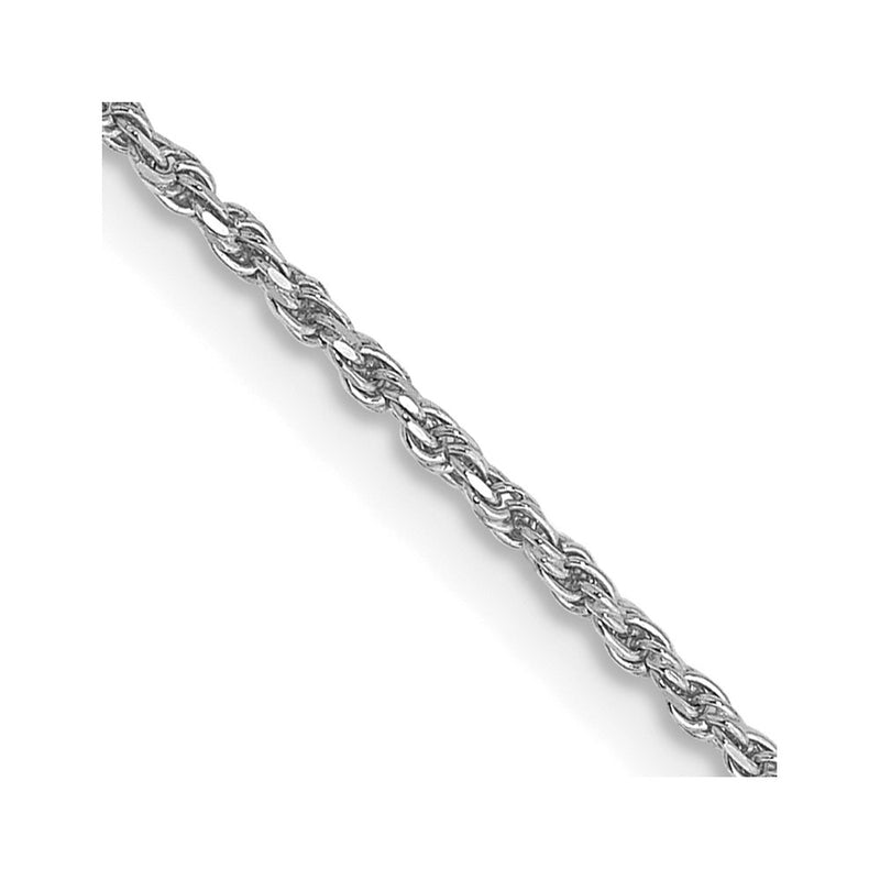 14K White Gold 14 Inch 1.15mm Diamond-Cut Machine Made Rope With Lobster Clasp Chain Necklace