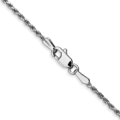 14K White Gold 14 Inch 1.3mm Diamond-Cut Machine Made Rope With Lobster Clasp Chain
