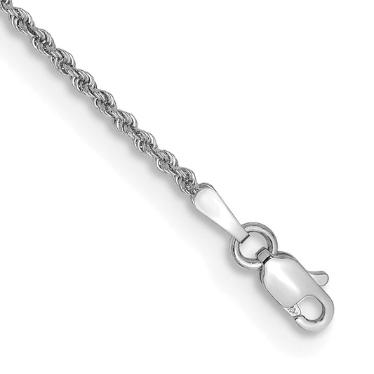 14k White Gold 7 inch 1.5mm Regular Rope with Lobster Clasp Chain