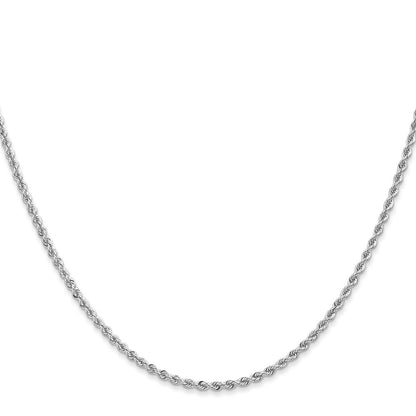14K White Gold 2mm Regular Rope With Lobster Clasp Chain Necklace