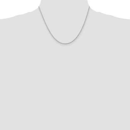 14K White Gold 2mm Regular Rope With Lobster Clasp Chain Necklace