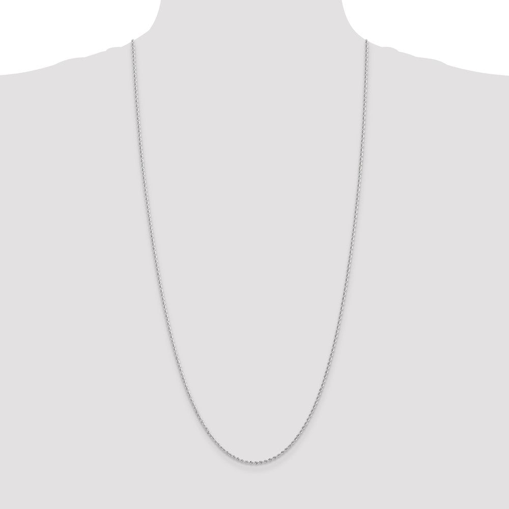 14K White Gold 30 Inch 2mm Regular Rope With Lobster Clasp Chain Necklace