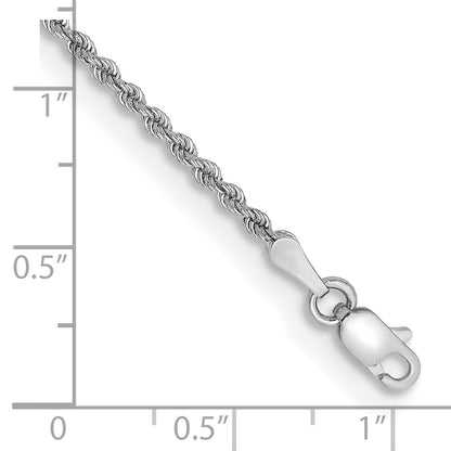 14k White Gold 7 inch 2mm Regular Rope with Lobster Clasp Chain
