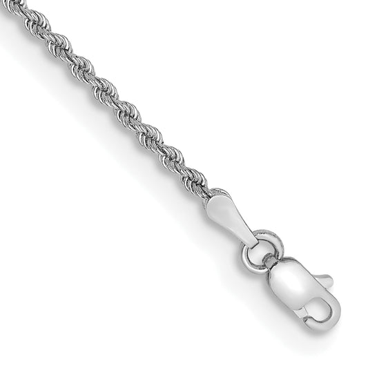 14k White Gold 7 inch 2mm Regular Rope with Lobster Clasp Chain