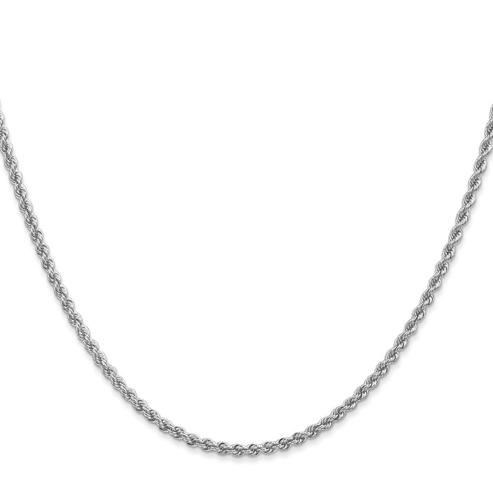 14K White Gold 2.25mm Regular Rope With Lobster Clasp Chain Necklace