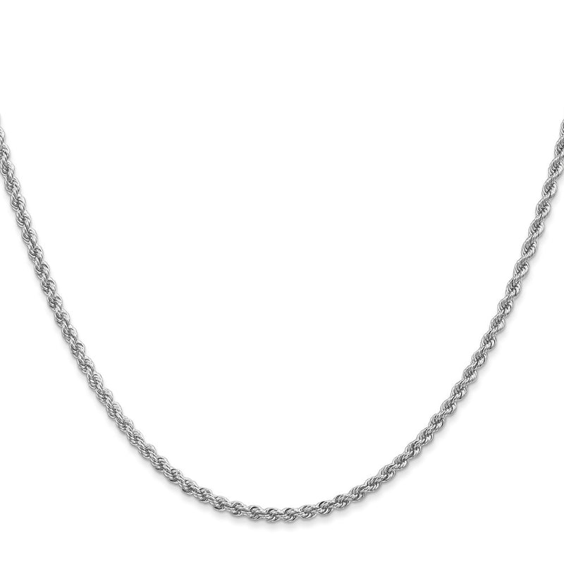 14K White Gold 2.25mm Regular Rope With Lobster Clasp Chain Necklace