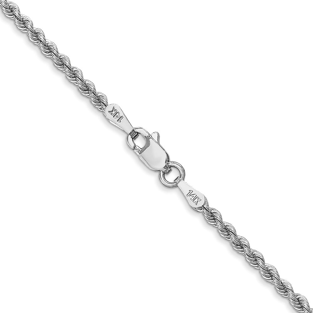 14K White Gold 2.25mm Regular Rope With Lobster Clasp Chain Necklace