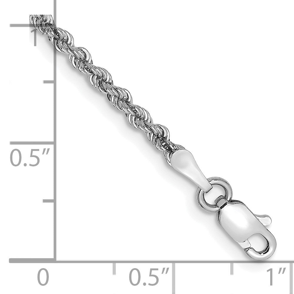 14k White Gold 2.25mm Regular Rope with Lobster Clasp Chain Bracelet