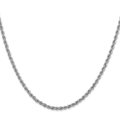 14K White Gold 30 Inch 2.5mm Regular Rope With Lobster Clasp Chain Necklace
