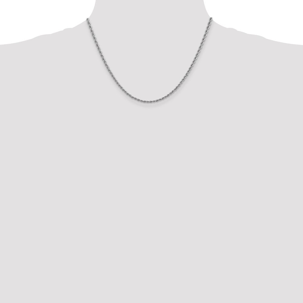 14K White Gold 2.5mm Regular Rope With Lobster Clasp Chain Necklace