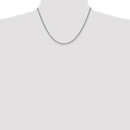 14K White Gold 2.5mm Regular Rope With Lobster Clasp Chain Necklace