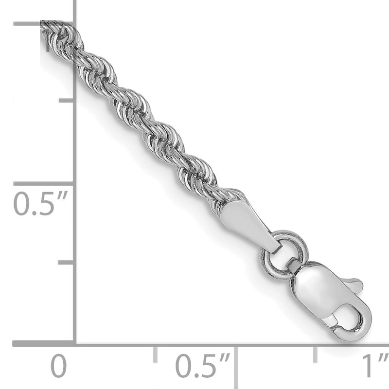 14k White Gold 2.5mm Regular Rope with Lobster Clasp Chain Bracelet