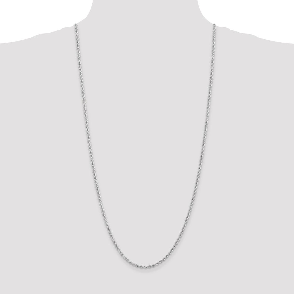14K White Gold 30 Inch 2.75mm Regular Rope With Lobster Clasp Chain Necklace