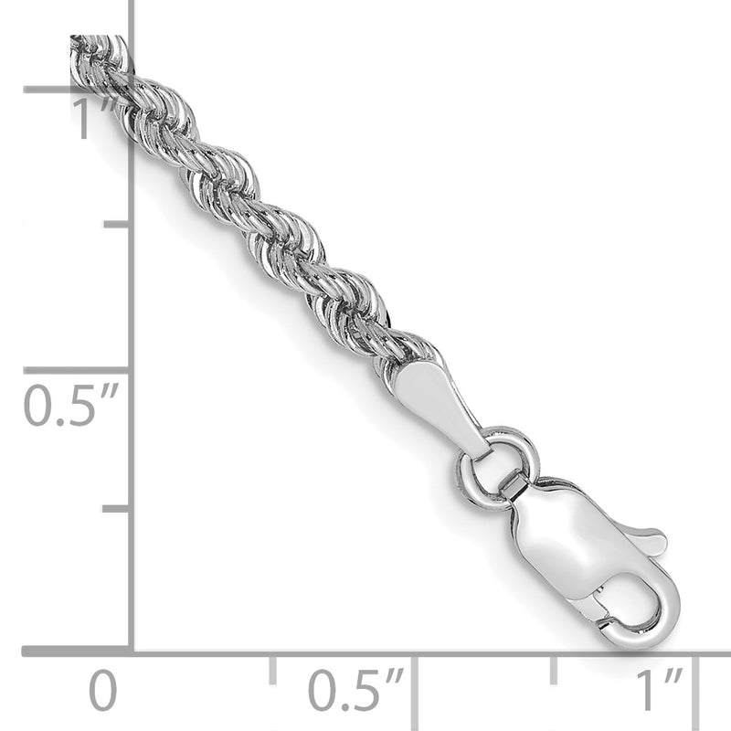 14k White Gold 2.75mm Regular Rope with Lobster Clasp Chain Bracelet