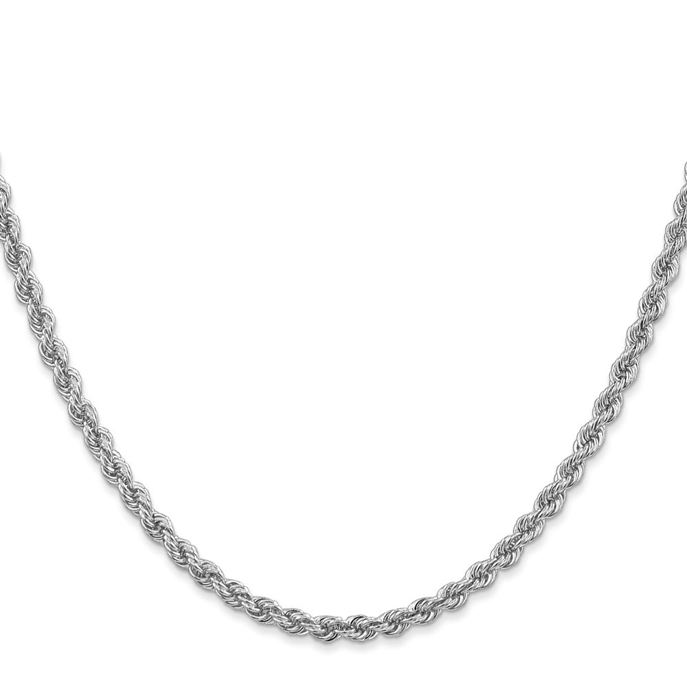 14K White Gold 30 Inch 3mm Regular Rope With Lobster Clasp Chain Necklace