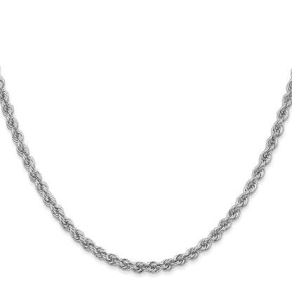 14K White Gold 30 Inch 3mm Regular Rope With Lobster Clasp Chain Necklace
