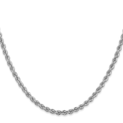 14K White Gold 24 Inch 3mm Regular Rope With Lobster Clasp Chain