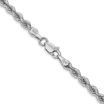14K White Gold 30 Inch 3mm Regular Rope With Lobster Clasp Chain Necklace