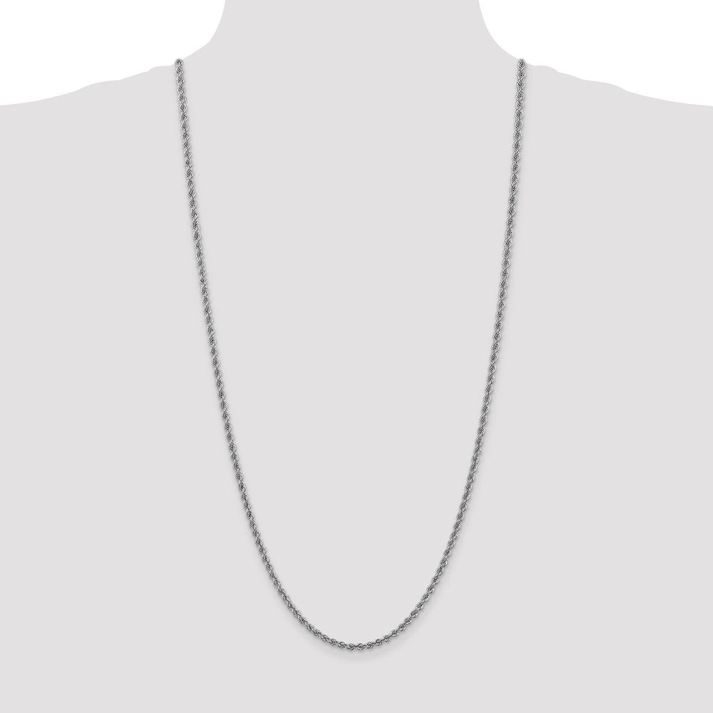 14K White Gold 30 Inch 3mm Regular Rope With Lobster Clasp Chain Necklace