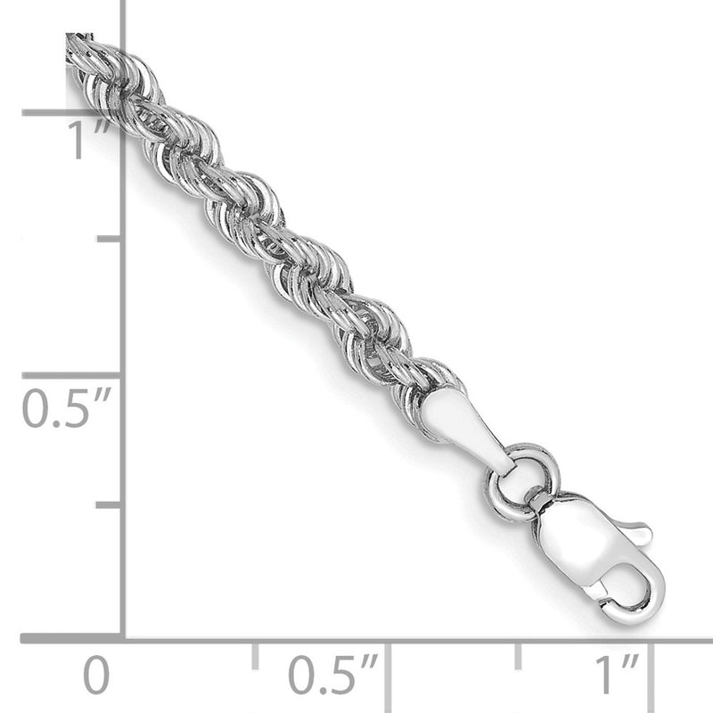 14k White Gold 3mm Regular Rope with Lobster Clasp Chain Bracelet