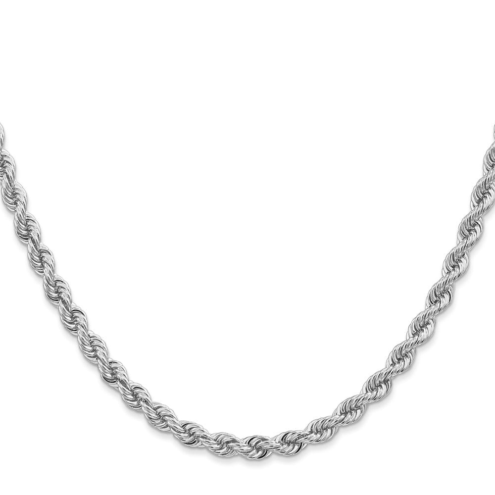 14K White Gold 4mm Regular Rope With Lobster Clasp Chain Necklace