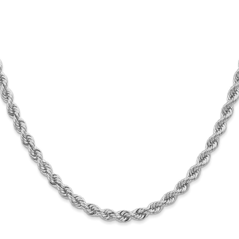 14K White Gold 4mm Regular Rope With Lobster Clasp Chain Necklace