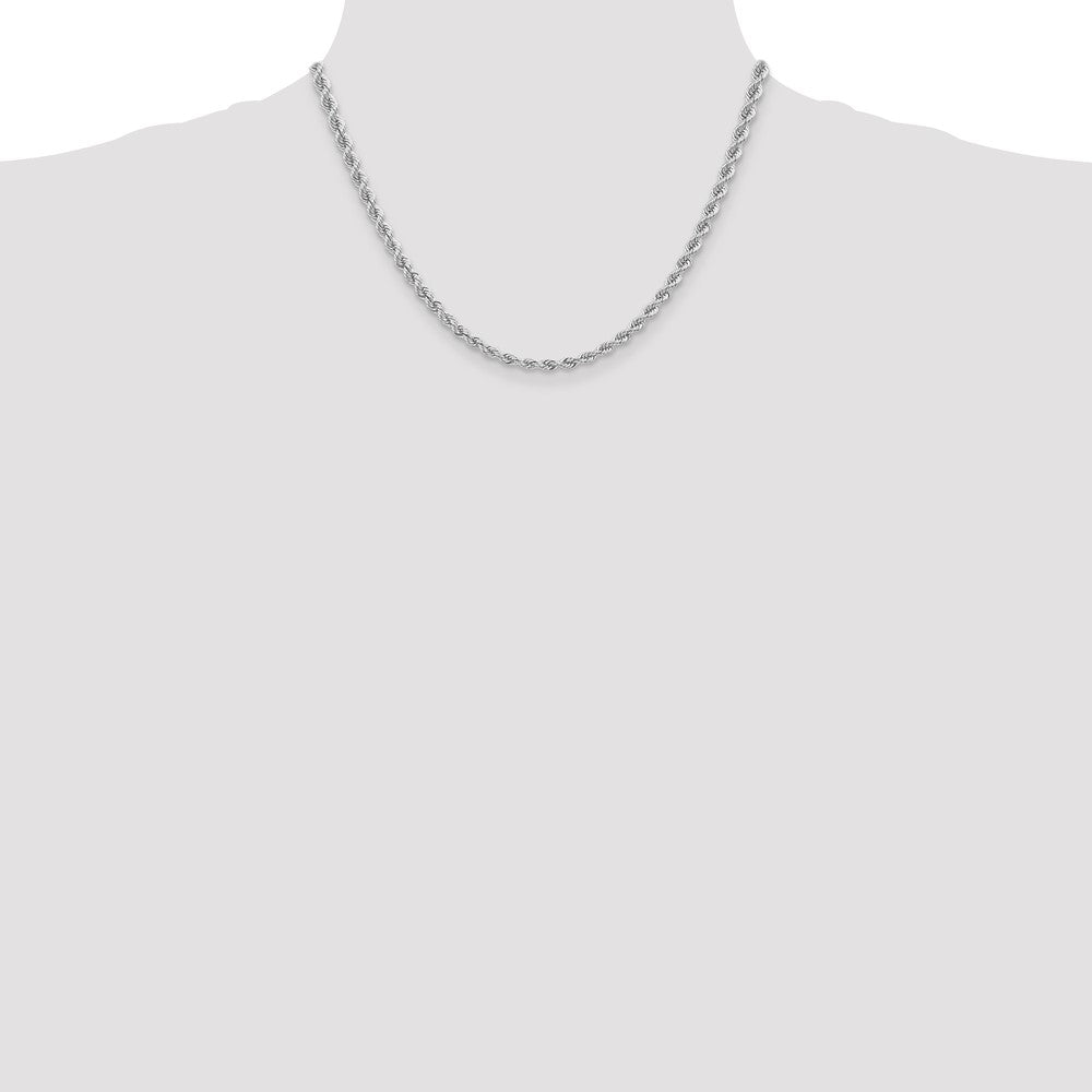 14K White Gold 4mm Regular Rope With Lobster Clasp Chain Necklace