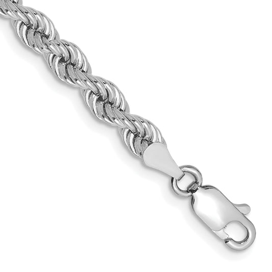 14k White Gold 7 inch 4mm Regular Rope with Lobster Clasp Chain
