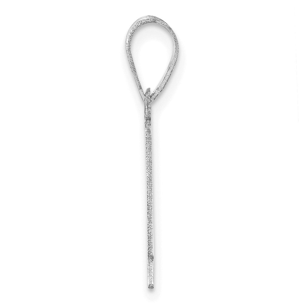 14K White Gold Polished Etched Number 1 Pendant