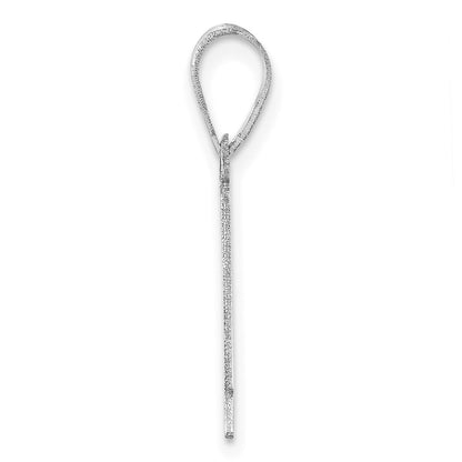 14K White Gold Polished Etched Number 1 Pendant