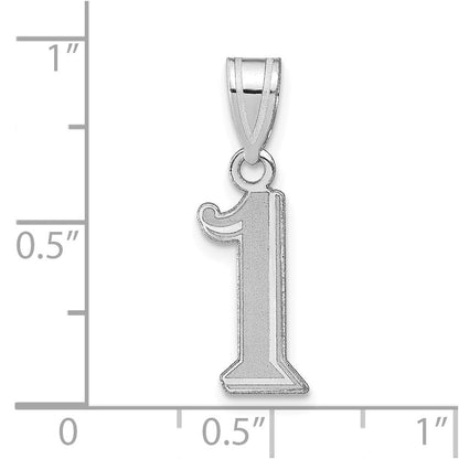 14K White Gold Polished Etched Number 1 Pendant