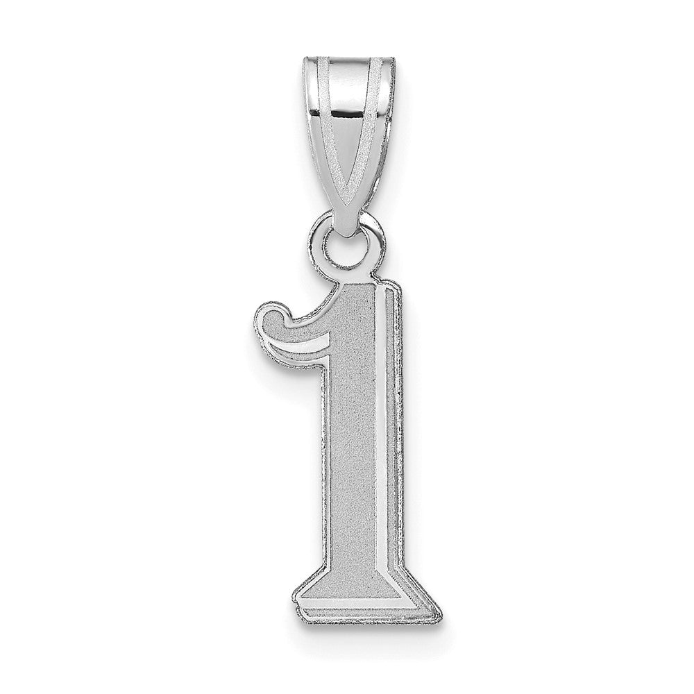 14K White Gold Polished Etched Number 1 Pendant