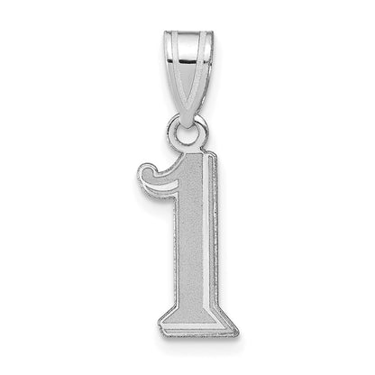 14K White Gold Polished Etched Number 1 Pendant