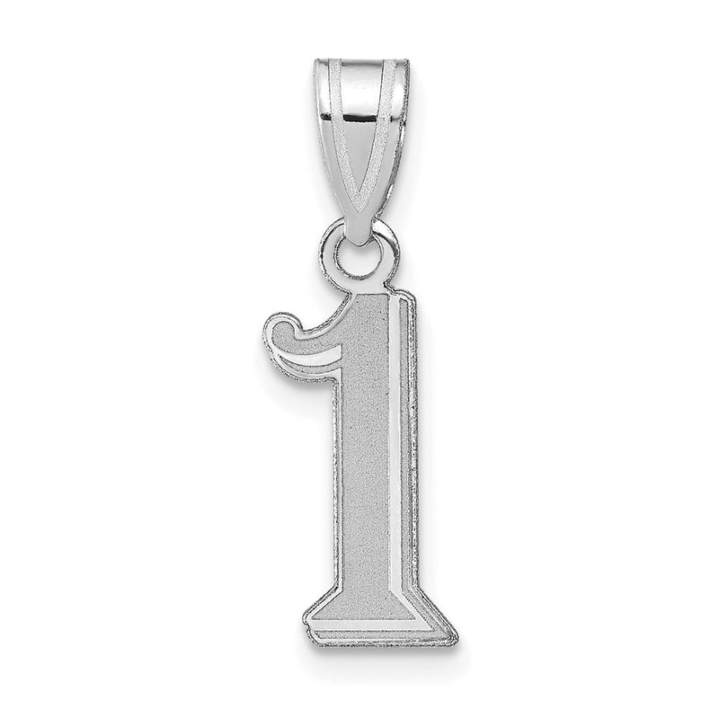 14K White Gold Polished Etched Number 1 Pendant